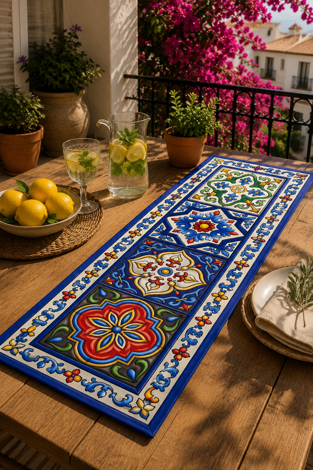 Majolica - 4 Kırlent Kılıfı & 1 Runner Seti