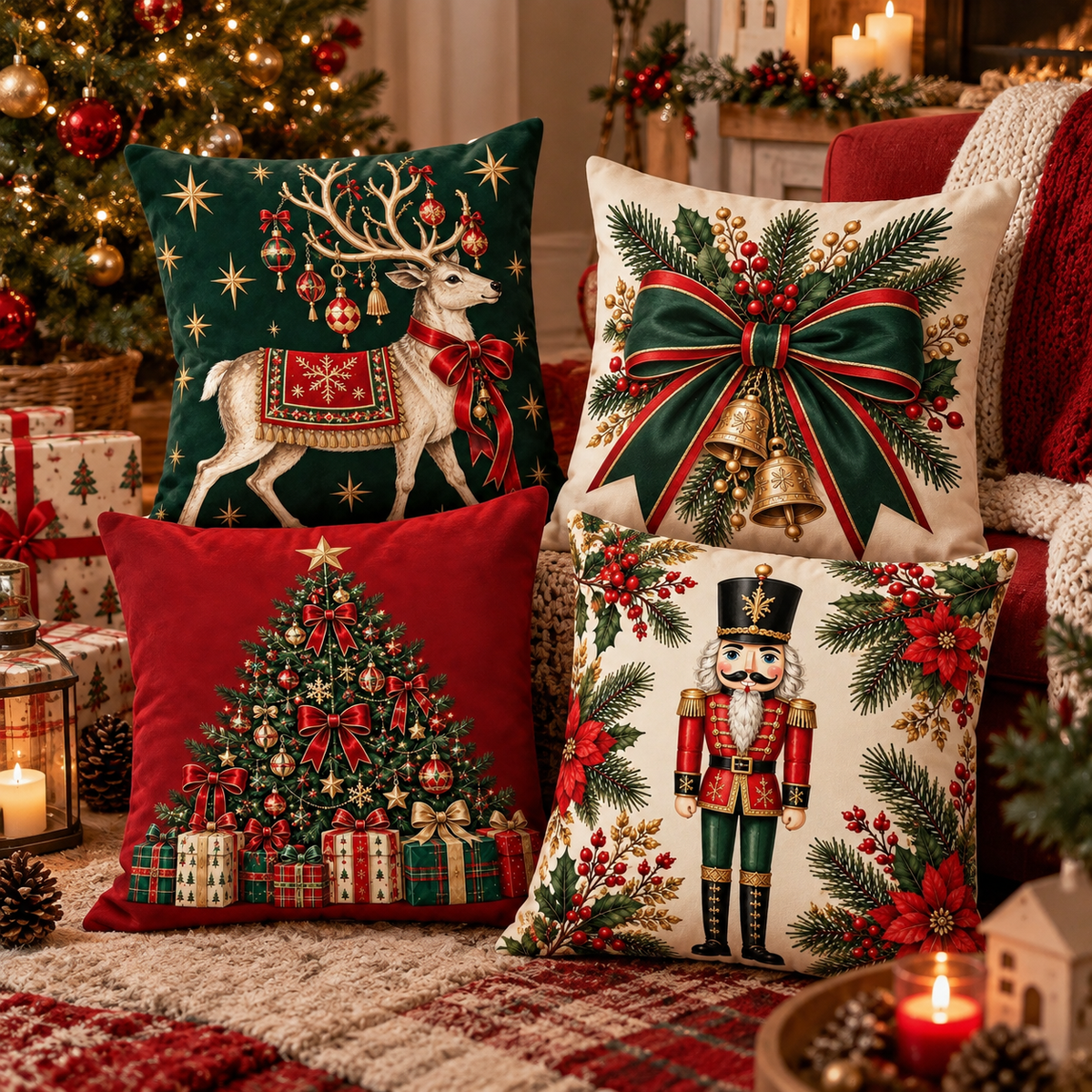 Christmas Wonderland - 4 Kırlent Kılıfı