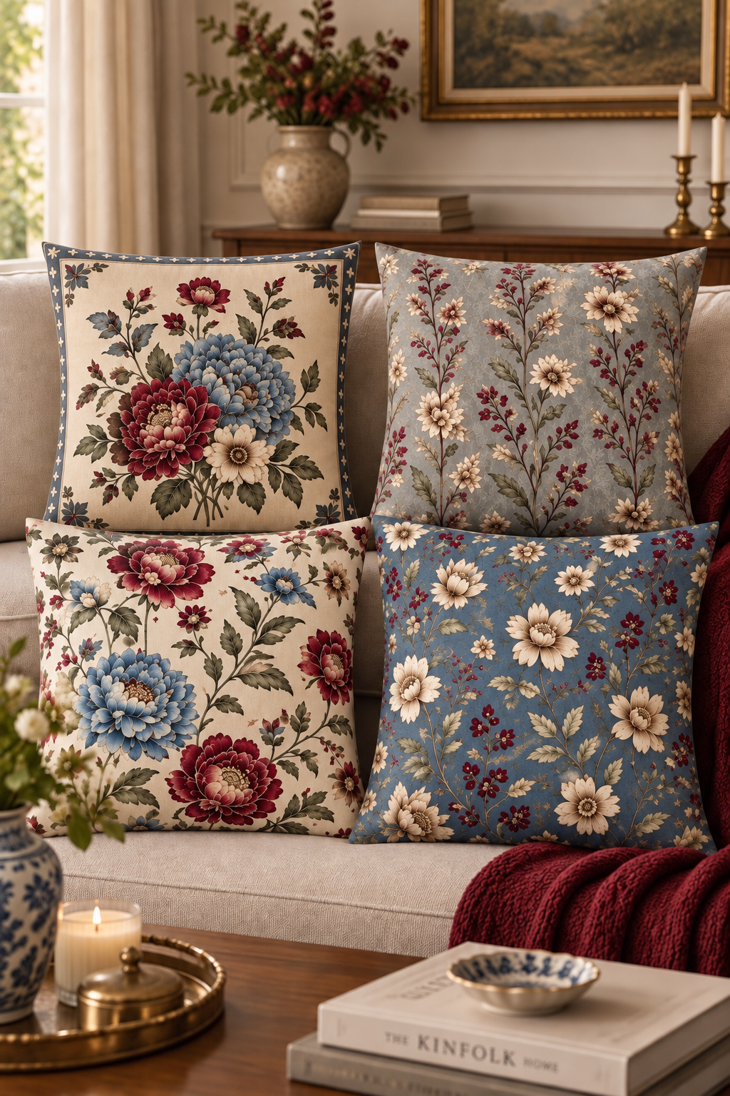 Maison Floral - 4 Kırlent Kılıfı